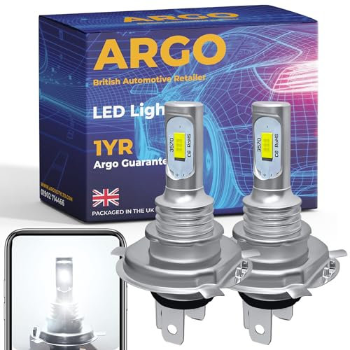 Argo H4 Led Headlight Bulbs Xenon White 6000k 12v High Low Dipped Main Beam Headlamp Super Bright Halogen Upgrade Car Light Bulbs 472 P43t 472c