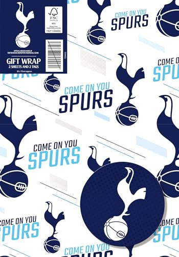 DANILO PROMOTIONS LIMITED Tottenham Hotspur FC Geschenkpapier, 2 Bögen, 2 Etiketten, Fußball-Geschenkpapier