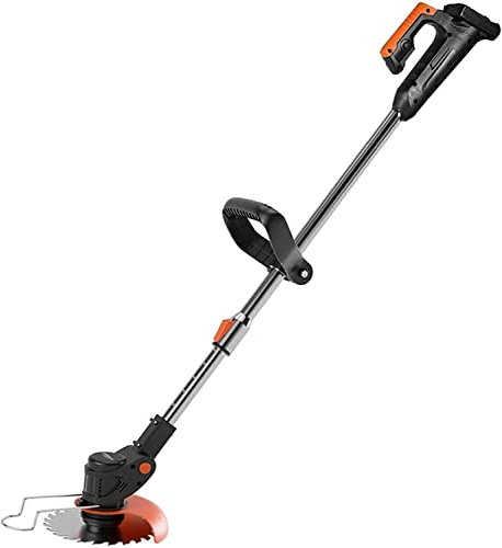 DDKYHU Cortacésped eléctrico de 1800 W con Mango en Forma de U, pequeño cortacésped rotativo portátil a batería con Cuchillas de Metal, telescópico de jardín Ligero y Potente (9000ma 2 baterías)