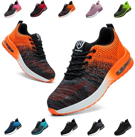 Bawalon Arbeitsschuhe Leicht Herren Sicherheitsschuhe Damen rutschfest Sportlich Stahlkappenschuhe Atmungsaktiv mit Stahlkappe Arbeitsschutzschuhe orange Farbe EU 42