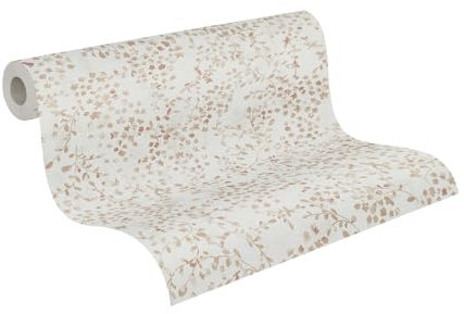A.S. Création Carta da parati in tessuto non tessuto, motivo floreale, color crema, beige, marrone, 397473-10,05 m x 0,53 m, di alta qualità, realizzata in Germania