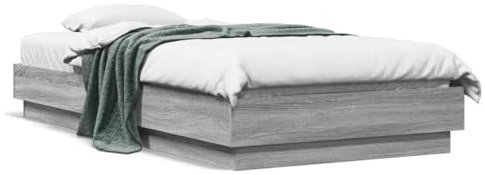 Tidyard Bettgestell Futonbett Bett Holz Doppelbett/Einzelbett Bettgestell Futonbetten Komfortbett Bettrahmen Schlafzimmerbett Grau Sonoma 90x190 cm Holzwerkstoff