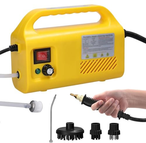FfiMe Limpiador a Vapor, Limpiador a Vapor portátil, Limpiador a Vapor Multifuncional portátil, Limpiador a Vapor de Alta presión, con Cabezales de Cepillo para Limpieza Profunda de Cocina Yellow