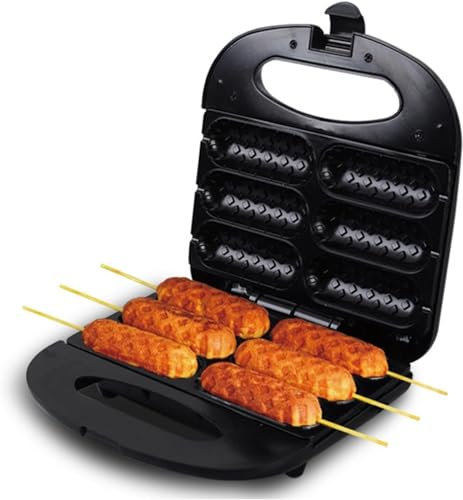ABBNIA Máquina eléctrica para Hacer Perritos Calientes, máquina multifunción para Hacer gofres y Salchichas con 6 Agujeros, máquina de Desayuno Antiadherente, electrodomésticos de Cocina