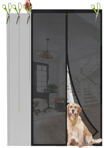 Sekey Kürzbar Fliegengitter Tür Magnet Insektenschutz Magnetvorhang, Fliegengitter Balkontür Magnet, Klebemontage ohne Bohren 160x240cm Schwarz