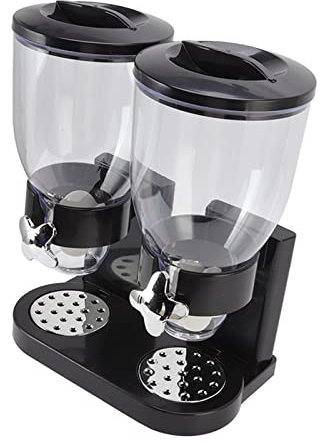 aqxreight Dispensador de Cereales ABS Contenedores Dobles Operación de Hermético Almacenamiento de Cocina (BLACK)