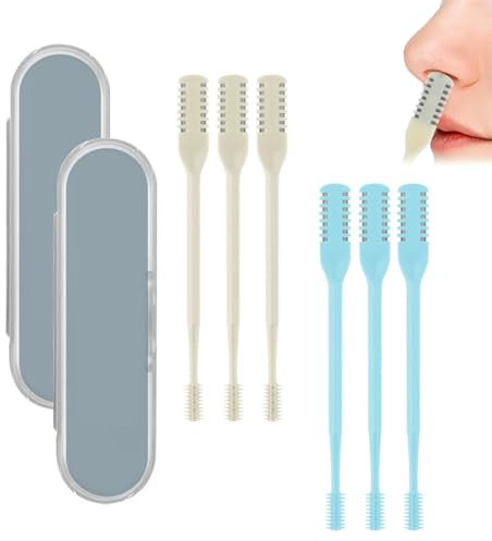 KHDULQ 6 Stücke 2-In-1 Nasal Hair Cutter,Nasenhaarschneider Nose Hair Trimmer Nasentrimmer Damen Haarschneider Nasenlochhaarentferner ，Tragbarer Manueller Rotierender Nasenhaarreiniger
