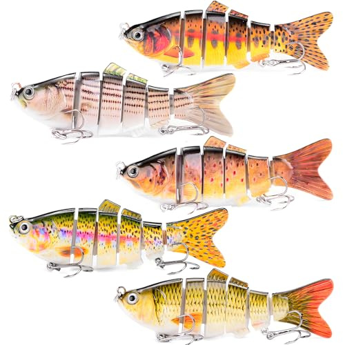 Sprießen 5 Stück Kunstköder Hecht, Forellen Swimbait, Angelköder, Kunstköder Wobbler Hecht, Wobbler Hecht Köder Set, Forellen Swimbait, Angelgeschenke Für Männer Familien-Angelausrüstung