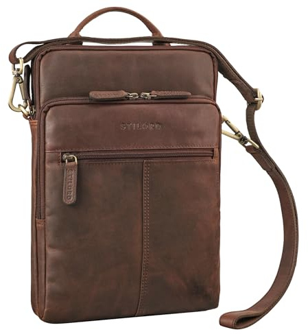 STILORD Stellan Schmale Laptop-Tasche Leder 13,3-14 Zoll Herren und Damen zum Umhängen - ideal als Notebook-Tasche Echtleder Laptop Bag und Vintage Leder-Tasche Farbe:zamora - braun