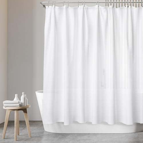 SANFINO Duschvorhang 180x200 inkl. 12 Ringe - Wasserdichter Duschvorhang Weiß für Badewanne und Dusche, Anti-Schimmel Duschvorhang Textil, Antibakteriell & Öko-Tex Zertifiziert - White