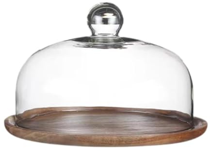 SiaBiced Cake Display Stand with Glass Cover for Desserts And Treats, 23cm lid