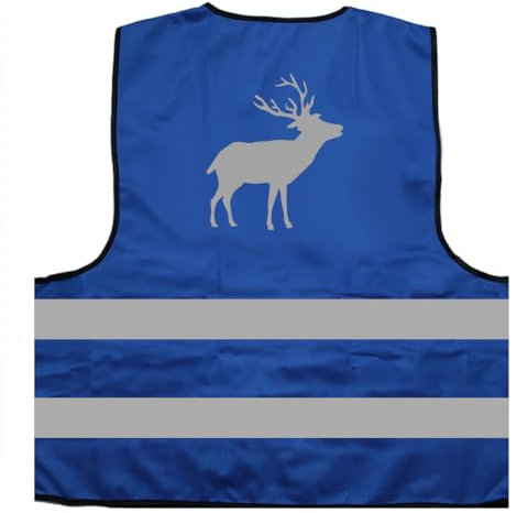 Hirsch Jagd Warnweste BZW. Signalweste mit reflektierendem Aufdruck - Größe L/XL, Blau