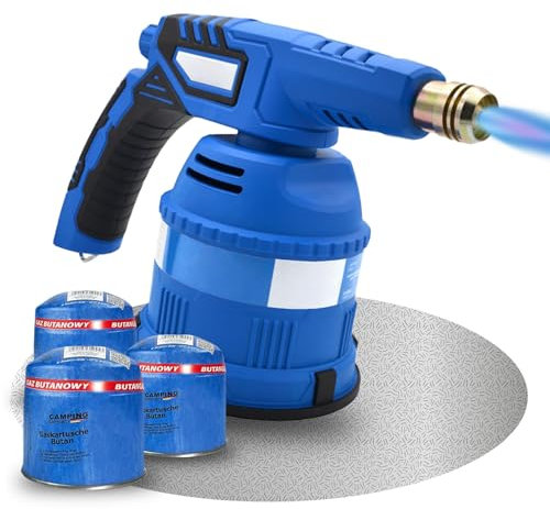 B Camping Germany ® Gasbrenner mit Kartusche– Küchenbrenner max. 1300°C Temperatur – Lötlampe – Bunsenbrenner Küche (3x190 g Gaskartuschen)