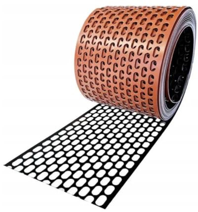 KAUFDACH Premium Alu-Traufgitter 5m - Schwerlast Marderschutz & Nagerschutz für Dach - Profi Belüftungsband aus Metall - Vogelschutzgitter rostfrei (ZIegelrot/Schwarz, 100,0mm breit)