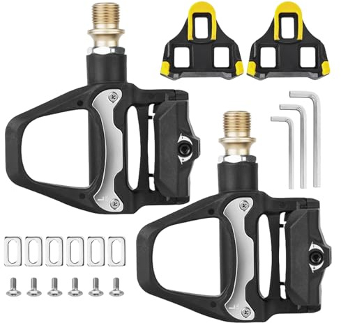 SPD-Fahrradpedale SPD Pedale Klickpedale rutschfest für MTB/Rennrad/Trekking, Klickpedale Rennrad Ultraleicht & Wasserdicht (9/16 Achse) + Cleats-Set Inklusive