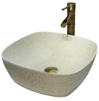Lavabo de baño Lavabo sobre encimera Cuadrado de Lujo Ligero, Lavabo de cerámica for el hogar, Lavabo de Arte Redondo, Lavabo for Baño Lavabo de tocador Art Lavabo
