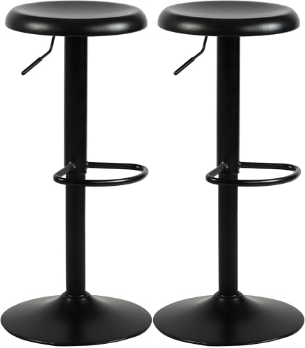 CLP Barhocker 2er Set Barstuhl Williston höhenverstellbar mit Fußablage, Tresenstuhl für die Küche, drehbar mit Bodenschoner Farbe schwarz