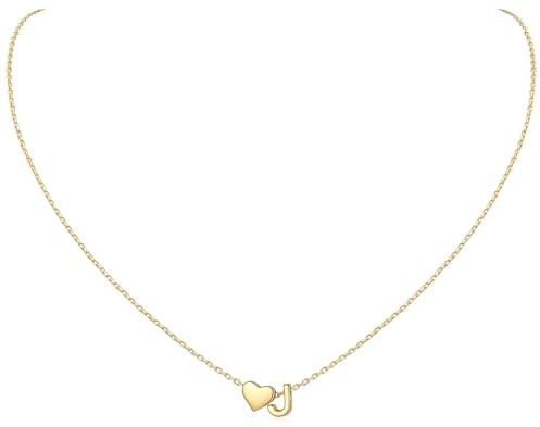 ChicSilver 925 Silber Kette mit Buchstabe Herz, Halskette Silber/Gold Damen | Silberkette mit Initialen A-Z Buchstaben Anhänger, Kleine Herzkette Modeschmuck für Frauen Mädchen