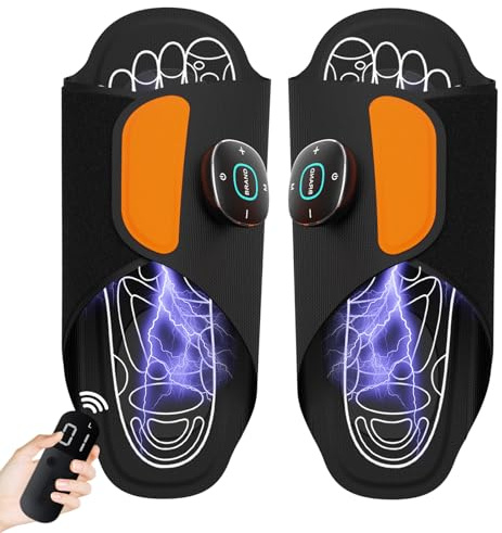 EMS Fußmassager Schuhe, Geschenke für Männer - Neue Upgrade Fußmassager für Schmerzen und Kreislauf, tragbare Beine und Füße Massager Pad mit Fernbedienung, 7 Modi Massage Pantoffeln (1 Paar)