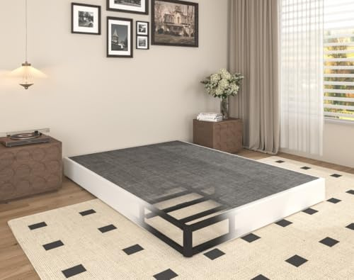 Tusonac 7 Inch Heavy Duty Metal Full Box Spring Mattress Foundation, 3000lbs High Capacity Bed Base with Non-Slip Support, No Noise Structure, Easy Assembly, Durable Fabric Cover, Black
