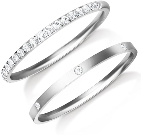 ZOOROO 2-Pack 14K Gold Plated Stacking Rings for Oura Ring 5/Gen 4/4 Ceramic/Gen 3, RingConn Gen 3/Gen 2 Air/Samsung Galaxy Ring/Ultrahuman, Cubic Zirconia Simulated Diamond Stack Rings for Women