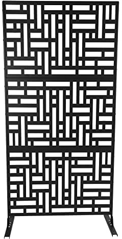 C-Juzarl Trennwand Raumteiler 190 x 90 cm Sichtschutz Outdoor Indoor Raumtrenner Paravent mit Ständer für Garten, Balkon, Terrasse, Innenbereich, Stahl (Schwarz-Streifen)