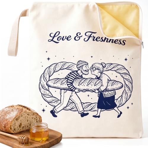 43x33cm Sac à Pain en Tissu Pure Coton Ciré Cire d'Abeille, Grand Sac Baguette Réutilisable avec Ouverture forme de L pour Pain au Levain, Baguettes et Boulangerie - 1Pcs Pochette Conservation Pain