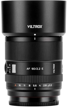 VILTROX AF 90 mm F2.2 EV-objektiv för Sony E Mount, APS-C porträttplatta (motsvarande 135 mm), autofokus, lätt metallhölje (ca 330 g), stor bländare, 58 mm filter