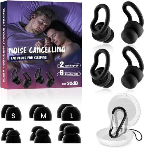 Ear Plugs for Sleep, Reusable Noise Cancelling Ear Plugs for Side Sleepers