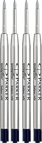 Parker QUINKflow Ballpoint Pen Refills - Medium Point - Black Ink - Pack of 4