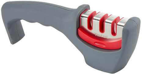 Tefal Afilador de cuchillos Fresh Kitchen – Afilador de acero inoxidable, base antideslizante, 3 piedras de afilar, repara y pule, cuchillo afilado, K209051