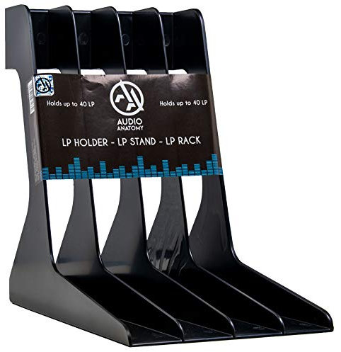 Audio Anatomy Vinyl-Schallplattenständer für stilvolle Aufbewahrung von bis zu 40 LP’s/aus langlebigem und leichtgewichtigem High Impact Polystyren/geeignet für 12‘‘-Schallplatten - Schwarz