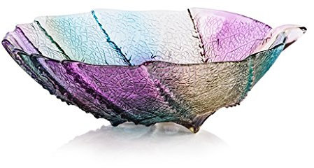 Plaque de fruits en verre feuilles texture 34cm Plaque de fruits et salade grande taille grande capacité (Couleur : Naturel)