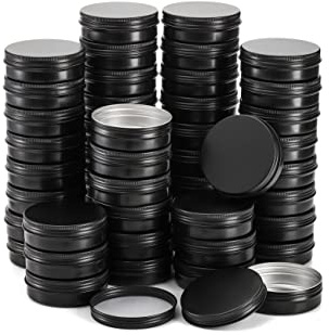 Foraineam 60 Pack 2 oz Round Lip Balm Tin Cans Cosmetic Sample Containers with Screw Lid - Aluminum Empty Tins for Salve, Powder, Spice, or Candies