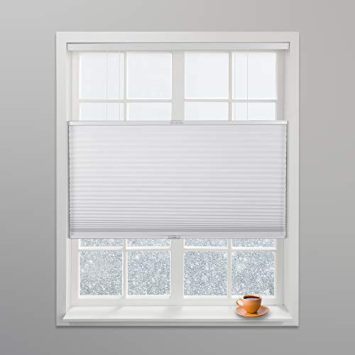 Arlo Blinds White Light Filtering Top Down Bottom Up Deluxe Cordless Cellular Shades - Size: 34 W x 60 H, Cordless Honeycomb Blinds