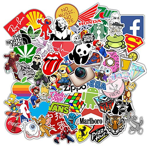 ADESIVI AUTO TUNING 100 Pz Stickers Valigia Motocross Tumblr Bici Mtb Computer Motorino Kit Modellismo VINILE LUCIDO Marche Famose Pack