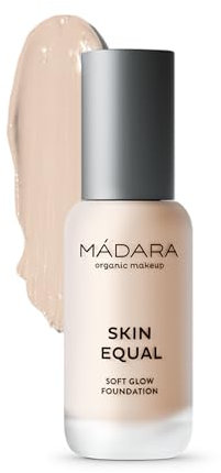 MÁDARA Organic Skincare | Skin Equal Soft Glow Foundation SPF15#10 PORCELAIN - 30ml, Fondotinta minerale leggero, Longwear, finitura della pelle naturalmente radiosa e copertura regolabile, Vegan