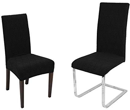 BEAUTEX Barock Stuhlhusse, elastische Stretch Husse Bi-Elastic Überwurf, Farbe wählbar, Schwarz