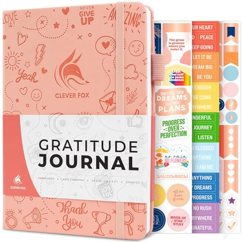 Clever Fox Gratitude Journal – daglig dagbok för lycka, positiv och uppmuntran – inspirerande daglig anteckningsbok – 3 månader, A5 (ljusrosa)