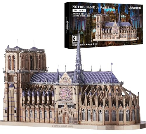 Piececool 3D Puzzle Metal Notre Dame de Paris, Scenic Buildings Craft Model Kits for Adults to Build, 3D Puzzles Adult Teens for 304 Stainless Steel, Ideal as Gifts, Home Decoration, DIY, 382 Pieces