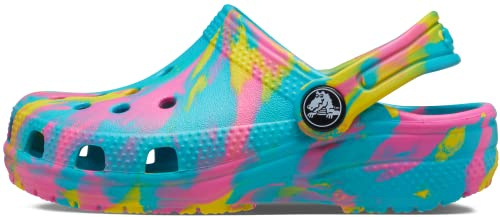 Crocs Unisex Kids Classic Marbled K Clog, Digital Aqua Multi, 3 UK