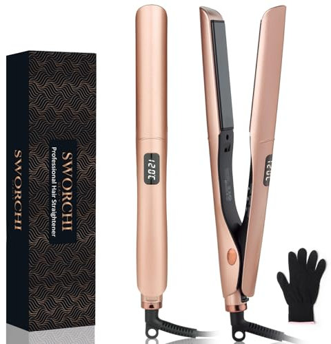 Piastra Capelli Professionale Ceramica Lisci Ionic da Viaggio Riscaldamento Rapido PTC Doppia Tensione Anticrespo per Tutti i Tipi di Capelli