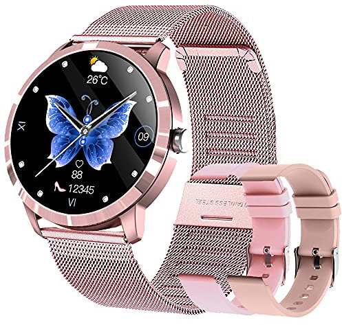 Smart Watch for Women, Fitness Tracker for Android iPhone, Touch Screen Activity Tracker with 24/7 Heart Rate, Blood Oxygen, Blood Pressure, Sleep Monitor, IP68 Waterproof Smartwatch, Pedometer Sport