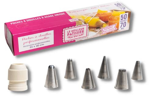 SIF Uni 907 Le migliori pasticcere X France – Bussole in acciaio inossidabile di piccole dimensioni, con 50 tasche usa e getta – Utensili da pasticceria e pasticceria