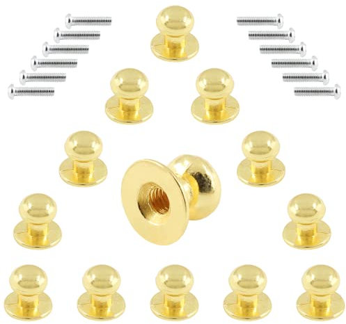 Auvotuis 12 x Mini-Rundkopf-Knöpfe mit Schrauben, goldene Schmuckschatulle, Griffknöpfe, Zinklegierung, Vintage-Schrank-Zugknöpfe für Schubladen, Holzkoffer, Geschenkbox