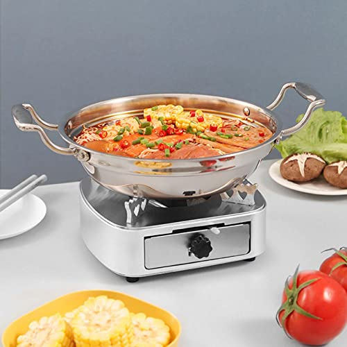 Spirituskocher Für Innenräume 20cm Spirituskocher Innenraum Mit Topf， Rostfreier Stahl Leicht Zu Tragen Für Draussen Kein Strombedarf Im Wilden Kleinen Topf Kann Zum Camping Und Innenraum,Silber