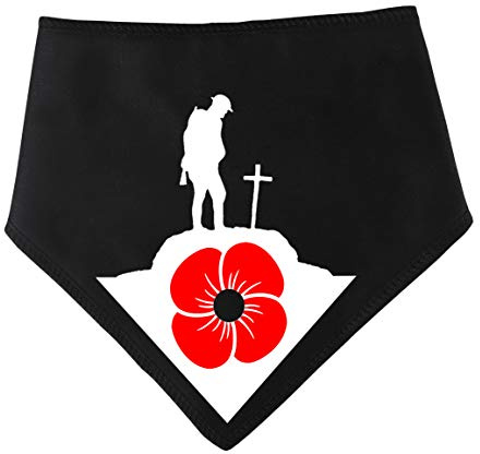 Spoilt Rotten Pets S3 Black Soldier Silhouette Poppy Dog Bandana. Remembrance Day Veterans Day VE War Heroes (S3 Medium Dogs, Labs, Staffies & Springers)