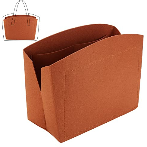 PandaHall 1pc Organizer per Borsa Inserisci Grande Organizer per Borse con Cerniera In Lega Borse In Feltro Marrone Base Shaper Organizzatore per Borse A Forma di Conchiglia Tote Liner Pouch per Borsa