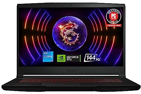 MSI Thin GF63 Gaming Laptop: Intel Core i5-12450H GeForce RTX 2050, 15.6 FHD, 144Hz, 8GB DDR4, 512GB NVMe SSD, Type-C USB 3.2 Gen 1, Cooler Boost 5, Win 11 Home: Black 12UCX-484US