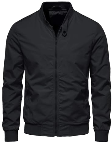 HOTIAN Herren Jacke Leichte Windbreaker Bomberjacke mit Stehkragen Jacke Übergangsjacke Freizeit jacke mit Reißverschlusstaschen
